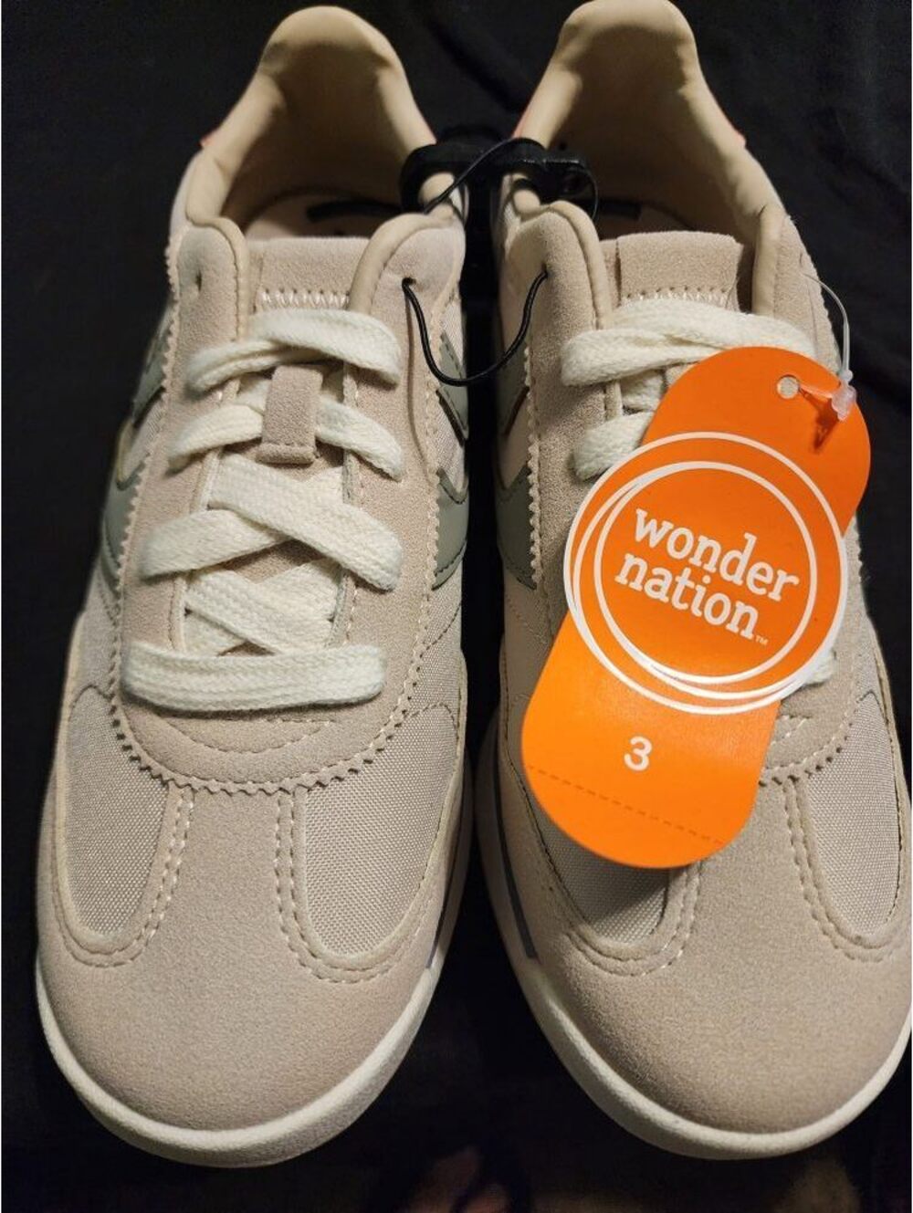 Wonder Nation Toddler Sneakers Size 3 Beige with Pink Accent